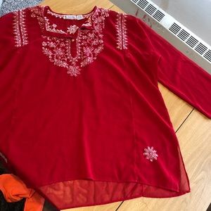 *SALE* Red sheer blouse